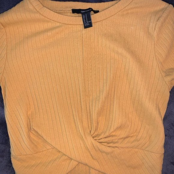 Yellow Twist Ribbed Crop Top - Picture 2 of 4